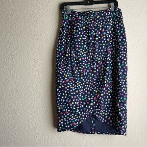 J. Crew Navy Skirt with Multicolor Print